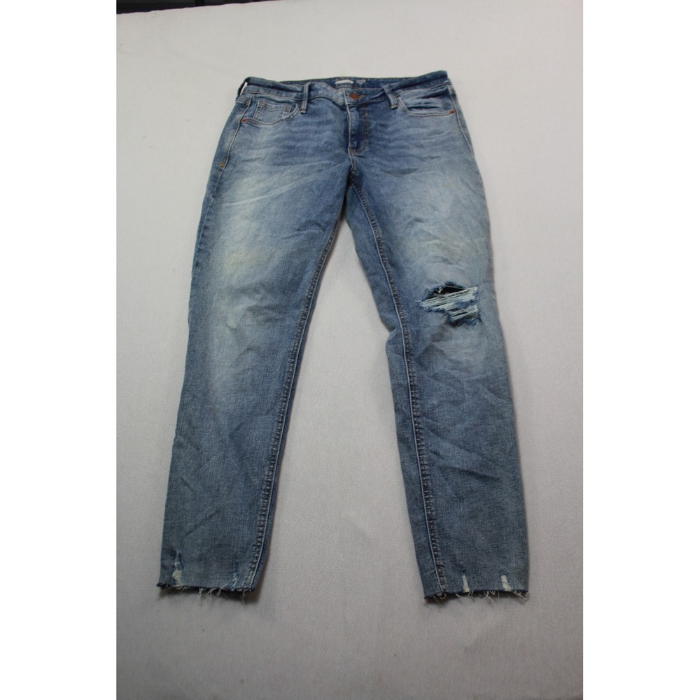 Old Navy Rockstar Super Skinny Jeans Womens 8 Blue Good Distressed Raw Hem